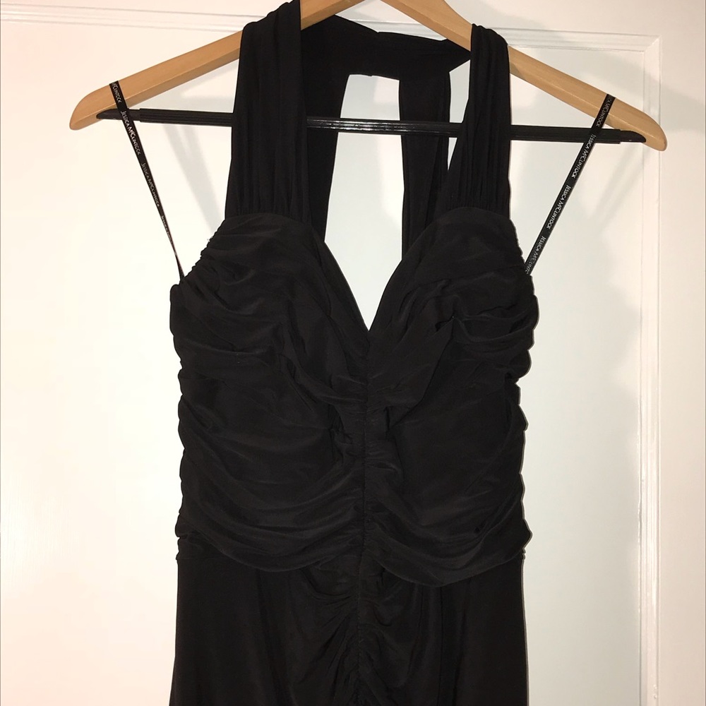 EUC Long Black Ruched Jessica McClintock Dress